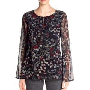 NWT Sanctuary long sleeve black sheer with lining top.